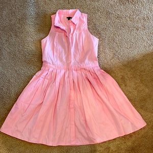 Ann Taylor pink button down shirt dress. Pleated skirt. Size 8.